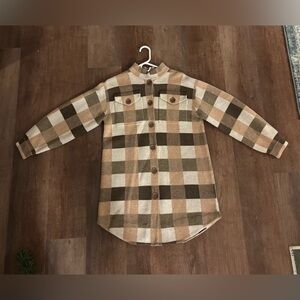 Anthropologie Plaid Jacket in Brown and Cream